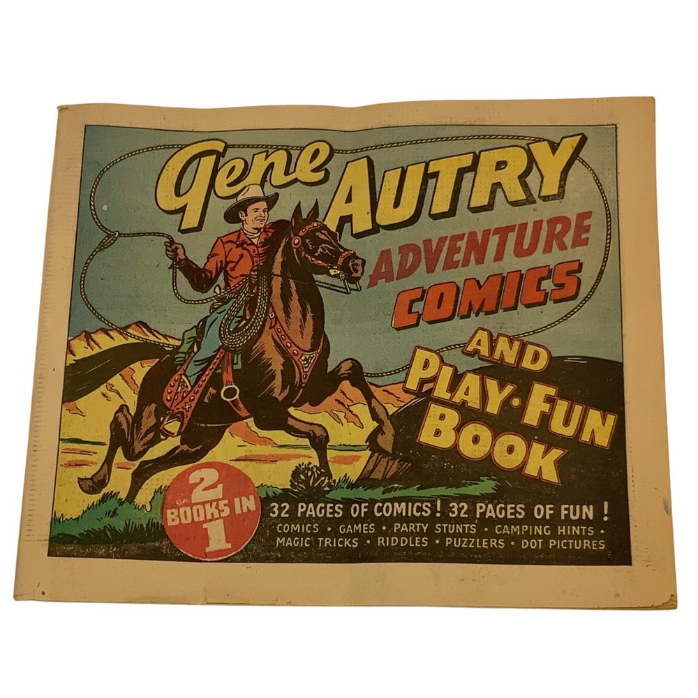 Vintage 1947 Gene Autry Adventure Comics & Play-fun Book - No Writing Inside